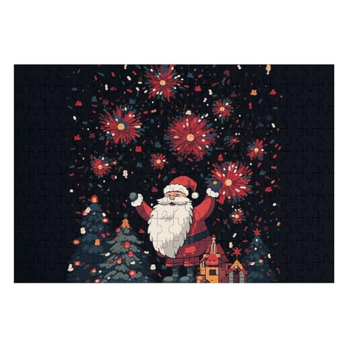 200 PCS Jigsaw Puzzles Santa Claus and Fireworks Puzzles Personalized Puzzle Wooden Picture Puzzle for Adults Photo Puzzle Art Wall Hanging Decor for Birthday Wedding Valentine's Day Anniversary von BTCOWZRV