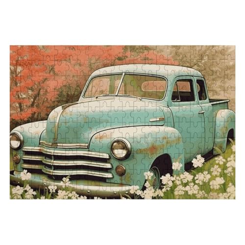 200 PCS Jigsaw Puzzles Spring Retro Car Puzzles Personalized Puzzle Wooden Picture Puzzle for Adults Photo Puzzle Art Wall Hanging Decor for Birthday Wedding Valentine's Day Anniversary von BTCOWZRV