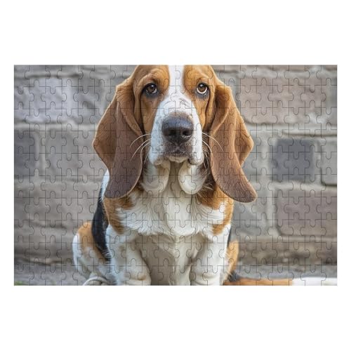 200 PCS Puzzles Basset Hound Puzzles Personalisiertes Puzzle Holzbild Puzzle für Erwachsene Foto Puzzle Kunst Wandbehang Dekor für Geburtstag Hochzeit Valentinstag Jahrestag von BTCOWZRV