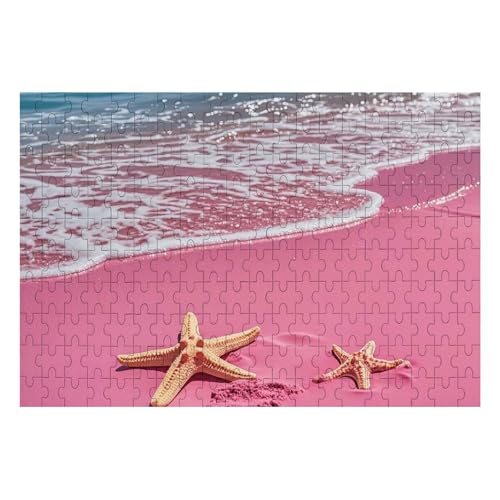 200 PCS Puzzles Pink Sand and Seestern Puzzles Personalized Puzzle Wooden Picture Puzzle for Adults Photo Puzzle Art Wall Hanging Decor for Birthday Wedding Valentine's Day Anniversary von BTCOWZRV