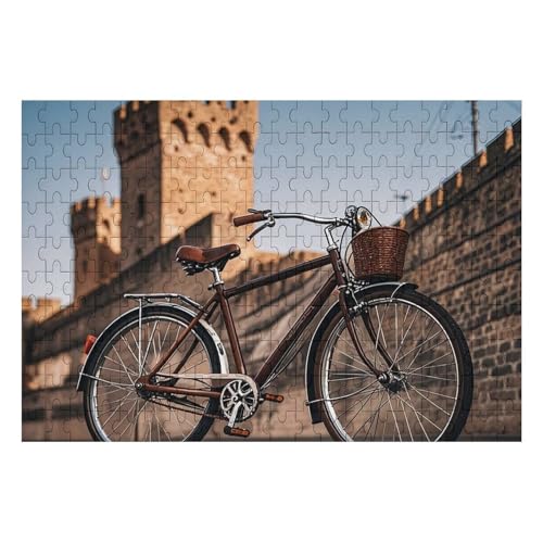 200 PCS Puzzles Vintage Fahrrad Leaning Walls Puzzles Personalisiertes Puzzle Holzbild Puzzle für Erwachsene Foto Puzzle Kunst Wandbehang Dekor für Geburtstag Hochzeit Valentinstag Jahrestag von BTCOWZRV