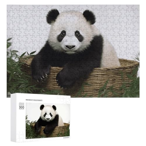 300-teiliges Puzzle, Panda-Tierbild, herausforderndes Puzzle für Erwachsene, personalisiertes Holzpuzzle, Fotopuzzle, Geschenke, 39,9 x 27,9 cm von BTCOWZRV