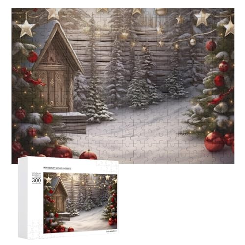 300-teiliges Puzzle, weihnachtliches Holzbild, Puzzle, herausforderndes Puzzle für Erwachsene, personalisiertes Holzpuzzle, Fotopuzzle, Geschenke, 39,9 x 27,9 cm von BTCOWZRV