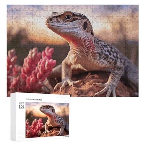 300-teiliges Puzzle, weiße Eidechse, Bildpuzzle, herausforderndes Puzzle für Erwachsene, personalisiertes Holzpuzzle, Fotopuzzle, Geschenke, 39,9 x 27,9 cm von BTCOWZRV