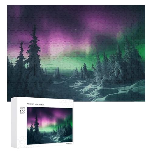 300-teiliges Puzzle – Aurora- und Wolken-Bilderpuzzle, herausforderndes Puzzle für Erwachsene, personalisiertes Holzpuzzle, Fotopuzzle, Geschenke, 39,9 x 27,9 cm von BTCOWZRV