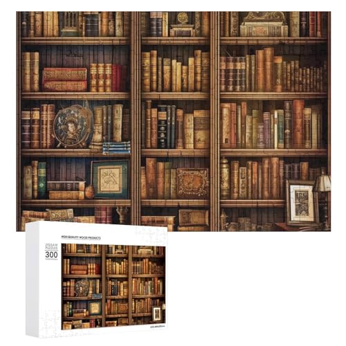 300-teiliges Puzzle – Bibliotheks-Bücherregal, Bilderpuzzle, herausforderndes Puzzle für Erwachsene, personalisiertes Holzpuzzle, Fotopuzzle, Geschenke, 39,9 x 27,9 cm von BTCOWZRV