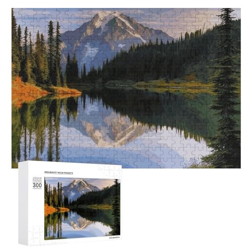 300-teiliges Puzzle – Bilder von Bergen und See, anspruchsvolles Puzzle für Erwachsene, personalisiertes Holzpuzzle, Fotopuzzle, Geschenke, 39,9 x 27,9 cm von BTCOWZRV