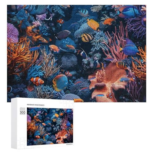 300-teiliges Puzzle – Fisch- und Korallen-Bilderpuzzle, herausforderndes Puzzle für Erwachsene, personalisiertes Holzpuzzle, Fotopuzzle, Geschenke, 39,9 x 27,9 cm von BTCOWZRV