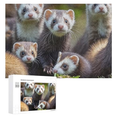 300-teiliges Puzzle – Frettchen-Bilderpuzzles herausforderndes Puzzle für Erwachsene, personalisiertes Holzpuzzle, Fotopuzzle, Geschenke, 39,9 x 27,9 cm von BTCOWZRV