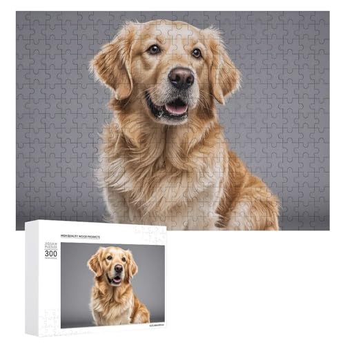 300-teiliges Puzzle – Golden Retriever-Bilder-Puzzle, herausforderndes Puzzle für Erwachsene, personalisiertes Holzpuzzle, Fotopuzzle, Geschenke, 39,9 x 27,9 cm von BTCOWZRV