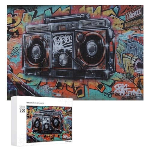 300-teiliges Puzzle – Graffiti-Hip-Hop-Bilderpuzzle, herausforderndes Puzzle für Erwachsene, personalisiertes Holzpuzzle, Fotopuzzle, Geschenke, 39,9 x 27,9 cm von BTCOWZRV