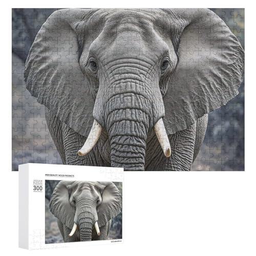 300-teiliges Puzzle – Grauer Elefant, Bildpuzzle, anspruchsvolles Puzzle für Erwachsene, personalisiertes Holzpuzzle, Fotopuzzle, Geschenke, 39,9 x 27,9 cm von BTCOWZRV