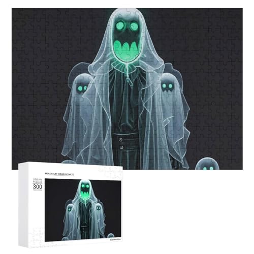 300-teiliges Puzzle – Halloween-Geister-Bilderpuzzle, herausforderndes Puzzle für Erwachsene, personalisiertes Holzpuzzle, Fotopuzzle, Geschenke, 39,9 x 27,9 cm von BTCOWZRV