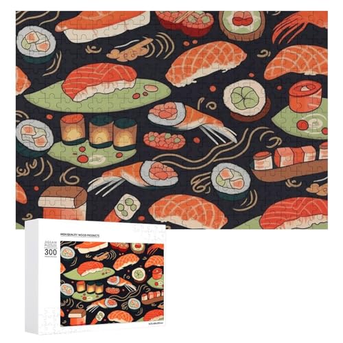 300-teiliges Puzzle – Japanische Sushi-Garnelen-Bilderpuzzles herausforderndes Puzzle für Erwachsene, personalisiertes Holzpuzzle, Fotopuzzle, Geschenke, 39,9 x 27,9 cm von BTCOWZRV