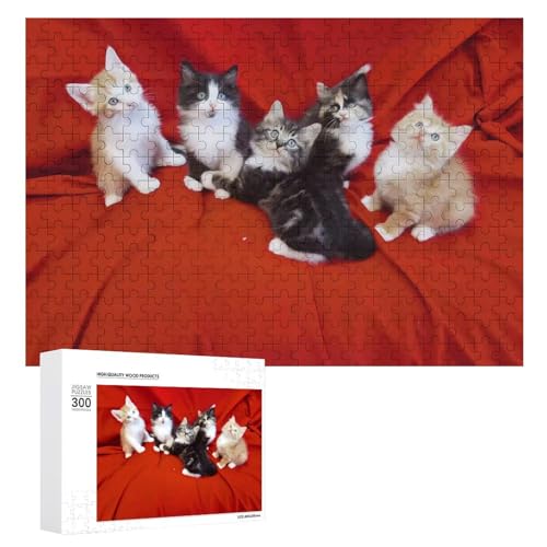 300-teiliges Puzzle – Katzen-Bilder-Puzzle, herausforderndes Puzzle für Erwachsene, personalisiertes Holzpuzzle, Fotopuzzle, Geschenke, 39,9 x 27,9 cm von BTCOWZRV