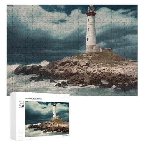 300-teiliges Puzzle – Leuchtturm am Meer, Bildpuzzle, herausforderndes Puzzle für Erwachsene, personalisiertes Holzpuzzle, Fotopuzzle, Geschenke, 39,9 x 27,9 cm von BTCOWZRV