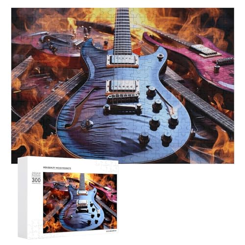 300-teiliges Puzzle – Magische E-Gitarre, Musik-Bilderpuzzle, herausforderndes Puzzle für Erwachsene, personalisiertes Holzpuzzle, Fotopuzzle, Geschenke, 39,9 x 27,9 cm von BTCOWZRV