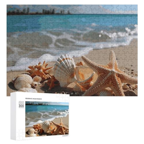 300-teiliges Puzzle – Muscheln, Seestern am Strand, Bildpuzzle, herausforderndes Puzzle für Erwachsene, personalisiertes Holzpuzzle, Fotopuzzle, Geschenke, 39,9 x 27,9 cm von BTCOWZRV