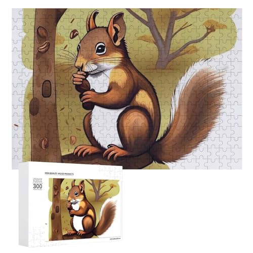 300-teiliges Puzzle – Nussfressendes Eichhörnchen-Bilderpuzzle, herausforderndes Puzzle für Erwachsene, personalisiertes Holzpuzzle, Fotopuzzle, Geschenke, 39,9 x 27,9 cm von BTCOWZRV