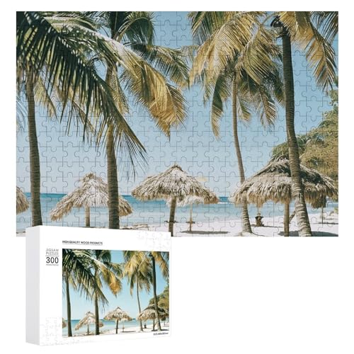 300-teiliges Puzzle – Palmen am Strand, Bilderpuzzle, herausforderndes Puzzle für Erwachsene, personalisiertes Holzpuzzle, Fotopuzzle, Geschenke, 39,9 x 27,9 cm von BTCOWZRV