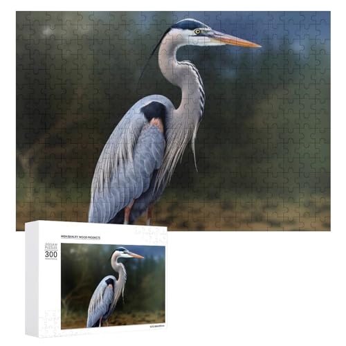 300-teiliges Puzzle – Reiher-Bilder-Puzzle, herausforderndes Puzzle für Erwachsene, personalisiertes Holzpuzzle, Fotopuzzle, Geschenke, 39,9 x 27,9 cm von BTCOWZRV