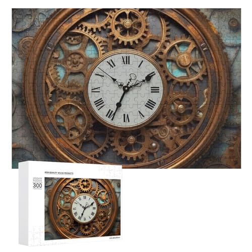 300-teiliges Puzzle – Rusty Steampunk-Uhr, Bilderpuzzle, herausforderndes Puzzle für Erwachsene, personalisiertes Holzpuzzle, Fotopuzzle, Geschenke, 39,9 x 27,9 cm von BTCOWZRV