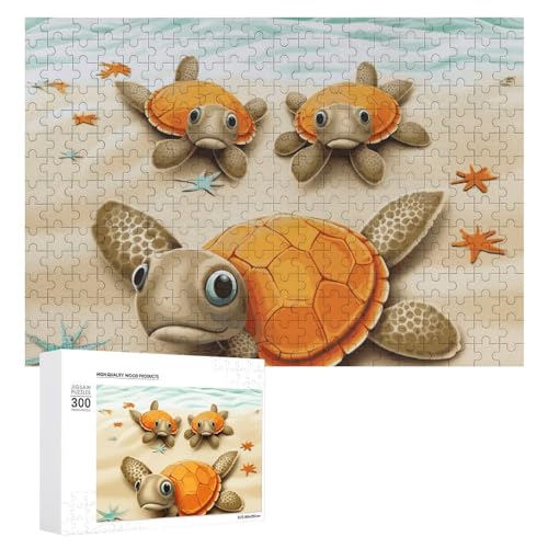 300-teiliges Puzzle – Schildkröten-Seestern-Bilder-Puzzle, herausforderndes Puzzle für Erwachsene, personalisiertes Holzpuzzle, Fotopuzzle, Geschenke, 39,9 x 27,9 cm von BTCOWZRV