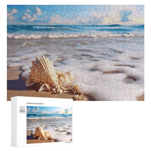 300-teiliges Puzzle – Strand mit Muscheln, Bildpuzzle, herausforderndes Puzzle für Erwachsene, personalisiertes Holzpuzzle, Fotopuzzle, Geschenke, 39,9 x 27,9 cm von BTCOWZRV