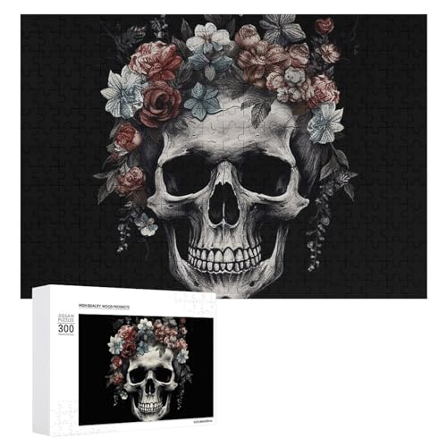 300-teiliges Puzzle – Totenkopf in der Dunkelheit, Bildpuzzle, herausforderndes Puzzle für Erwachsene, personalisiertes Holzpuzzle, Fotopuzzle, Geschenke, 39,9 x 27,9 cm von BTCOWZRV