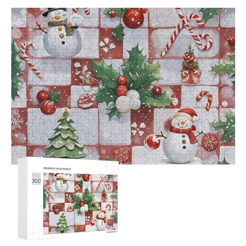 300-teiliges Puzzle – Weihnachts-Quilt-Bilder-Puzzle, herausforderndes Puzzle für Erwachsene, personalisiertes Holzpuzzle, Fotopuzzle, Geschenke, 39,9 x 27,9 cm von BTCOWZRV