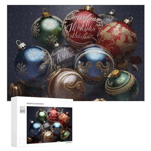 300-teiliges Puzzle – Weihnachtskugeln, Bildpuzzle, herausforderndes Puzzle für Erwachsene, personalisiertes Holzpuzzle, Fotopuzzle, Geschenke, 39,9 x 27,9 cm von BTCOWZRV