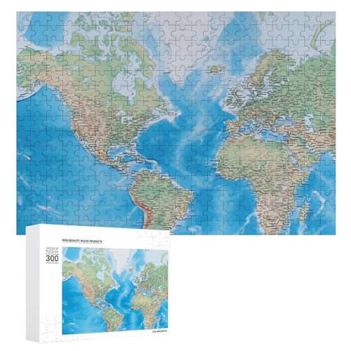 300-teiliges Puzzle – Weltkarte-Bildpuzzle, herausforderndes Puzzle für Erwachsene, personalisiertes Holzpuzzle, Fotopuzzle, Geschenke, 39,9 x 27,9 cm von BTCOWZRV