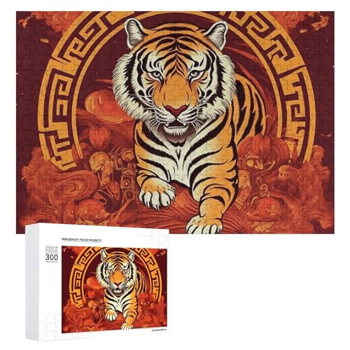 300-teiliges Puzzle – Wohlstand im Jahr des Tigers, Bilderpuzzle, herausforderndes Puzzle für Erwachsene, personalisiertes Holzpuzzle, Fotopuzzle, Geschenke, 39,9 x 27,9 cm von BTCOWZRV