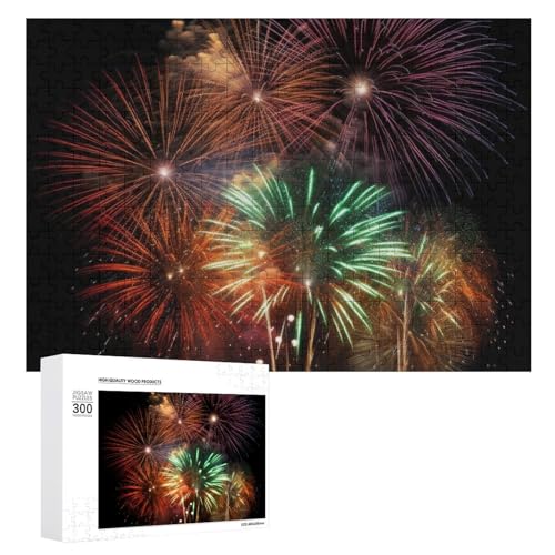 300-teiliges Puzzle – herrliches Feuerwerk, Bilderpuzzle, herausforderndes Puzzle für Erwachsene, personalisiertes Holzpuzzle, Fotopuzzle, Geschenke, 39,9 x 27,9 cm von BTCOWZRV