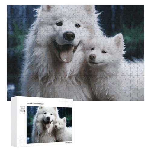 300-teiliges Puzzle: Weißer Hund, Bildpuzzle, herausforderndes Puzzle für Erwachsene, personalisiertes Holzpuzzle, Fotopuzzle, Geschenke, 39,9 x 27,9 cm von BTCOWZRV