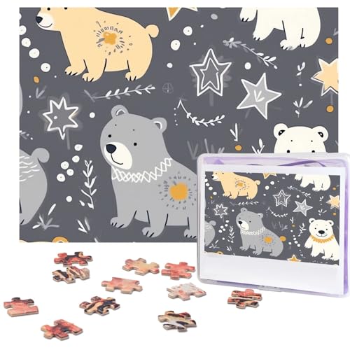 500 Teile Puzzle – Sternbär-Bilderpuzzles für Erwachsene, herausforderndes Puzzle, personalisiertes Holzpuzzle, Fotopuzzle, Geschenke, 51,8 x 38,1 cm von BTCOWZRV