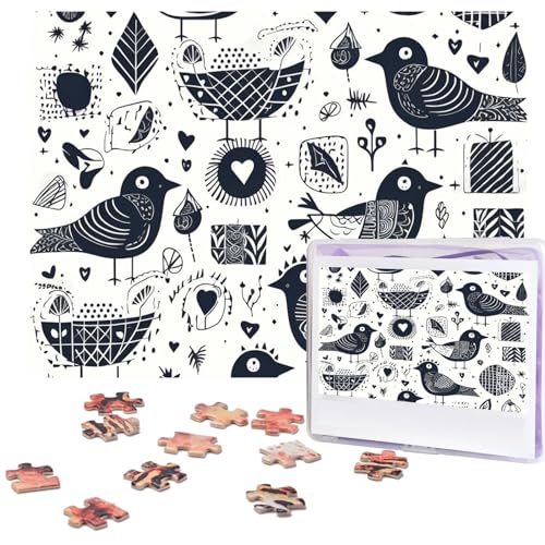 500 Teile Puzzle – Strichmännchen-Vogel-Bilder-Puzzles für Erwachsene, anspruchsvolles Puzzle, personalisiertes Holzpuzzle, Fotopuzzle, Geschenke, 51,8 x 38,1 cm von BTCOWZRV