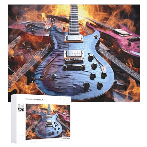 520-teiliges Puzzle, magische E-Gitarre, Musik-Bilderpuzzles für Erwachsene, anspruchsvolles Puzzle, personalisiertes Holzpuzzle, Fotopuzzle, Geschenke, 52,1 x 38,1 cm von BTCOWZRV