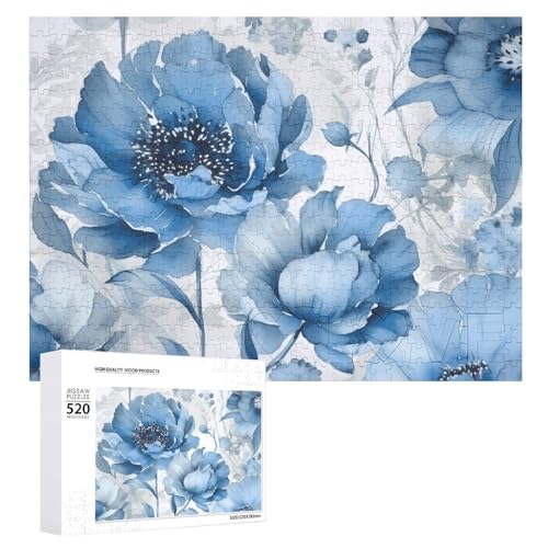 520-teiliges Puzzle – Blumen auf weißem Hintergrund, Bildpuzzles für Erwachsene, herausforderndes Puzzle, personalisiertes Holzpuzzle, Fotopuzzle, Geschenke, 52,1 x 38,1 cm von BTCOWZRV