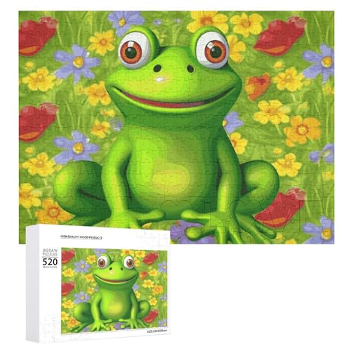 520-teiliges Puzzle – Frosch-Bilderpuzzles für Erwachsene, anspruchsvolles Puzzle, personalisiertes Holzpuzzle, Fotopuzzle, Geschenke, 52,1 x 38,1 cm von BTCOWZRV