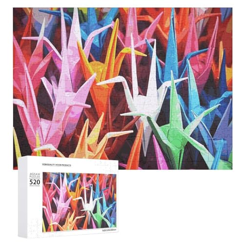 520-teiliges Puzzle – Origami-Papierkranich-Bilderpuzzles für Erwachsene, anspruchsvolles Puzzle, personalisiertes Holzpuzzle, Fotopuzzle, Geschenke, 52,1 x 38,1 cm von BTCOWZRV