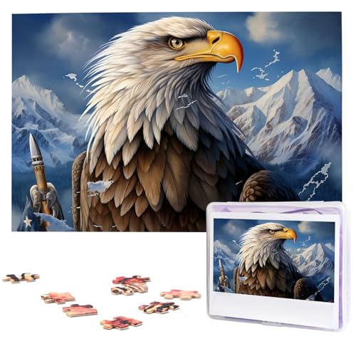 Adler-Puzzle Personalisiertes Holzpuzzle 1000 Teile Benutzerdefinierte Puzzles Bilderpuzzles Hochzeitspuzzle für Erwachsene Geburtstage Muttertag von BTCOWZRV