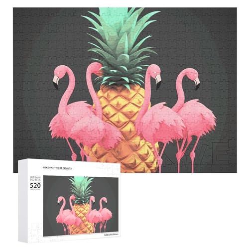 Ananas Flamingos Puzzle Personalisiertes Holzpuzzle 520 Teile Benutzerdefinierte Puzzles Bilderpuzzles Hochzeitspuzzle für Erwachsene Geburtstage Muttertag von BTCOWZRV