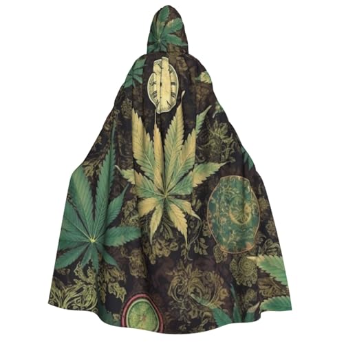 BTCOWZRV A Puff in Time Weed Marihuana Halloween Kapuzenumhang Langer Umhang Hexe Robe Cosplay Kostüme für Damen Herren von BTCOWZRV