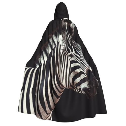 BTCOWZRV Animal Zebra Halloween Kapuzenumhang Langer Umhang Hexe Robe Cosplay Kostüme für Damen Herren von BTCOWZRV