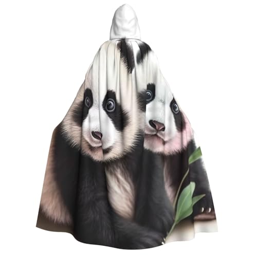 BTCOWZRV Baby Pandas Halloween Kapuzenumhang Langer Umhang Hexe Robe Cosplay Kostüme für Damen Herren von BTCOWZRV