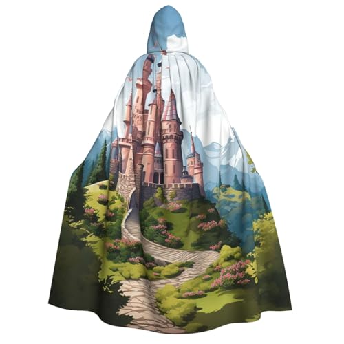 BTCOWZRV Fairy Tale Castle Halloween Kapuzenumhang Langer Umhang Hexe Robe Cosplay Kostüme für Damen Herren von BTCOWZRV