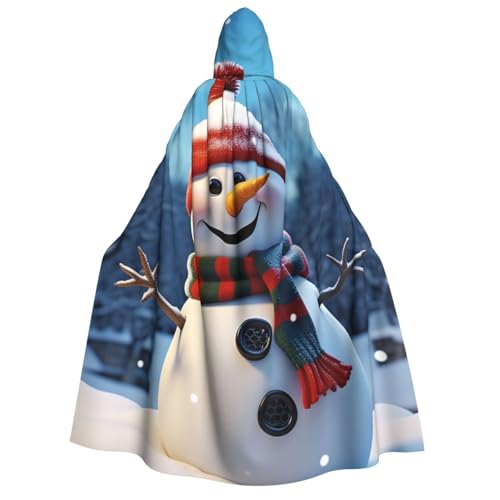 BTCOWZRV Happy Snowman Halloween Kapuzenumhang Langer Umhang Hexe Robe Cosplay Kostüme für Damen Herren von BTCOWZRV