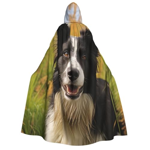 BTCOWZRV Mohado Border Collie Hunde-Umhang mit Kapuze, langer Umhang, Hexenmantel, Cosplay-Kostüme für Damen und Herren von BTCOWZRV