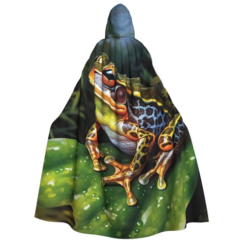 BTCOWZRV Tropischer Frosch Halloween Kapuzenumhang Langer Umhang Hexe Robe Cosplay Kostüme für Damen Herren von BTCOWZRV